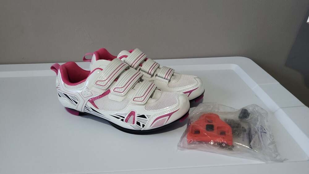 Patavinity Women's Cycling Shoes White/Pink Size US 7 EU 38 with Cleats